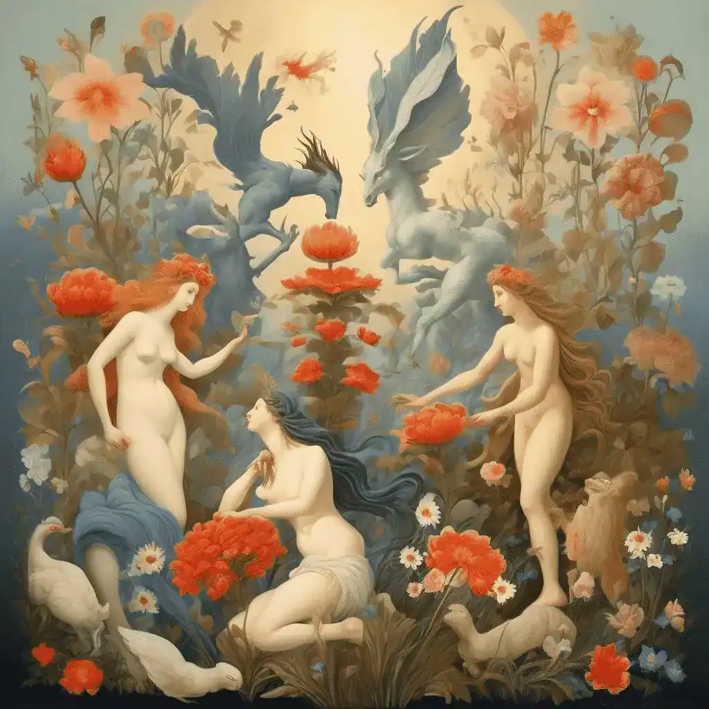 Quatre amours dans les fleurs – Andre Bauchant